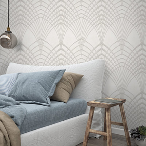 Galerie Avalon Arch Design White/Beige Metallic Wallpaper - 32254
