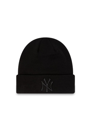 New York Yankees Essential All Black Cuff Beanie Hat