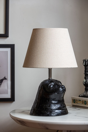 Stanley The Black Seal Table Lamp With Linen Shade