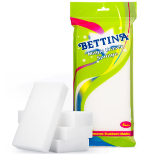 Bettina Magic Eraser Sponge Pack of 4 – Chemical-Free Cleaning for Marks, Scuffs and Stains 