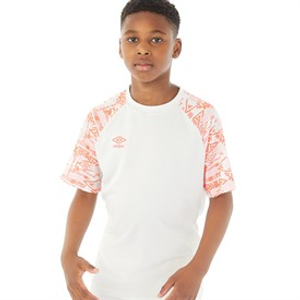 Umbro Junior Boys Alliance Graphic Training Jersey Nimbus Cloud/Fiery Coral