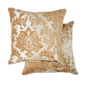 Damask Coffee Chenille Jacquard Cushion Cover Pair (43cm x 43cm)