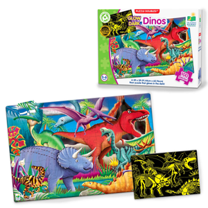 UNIVERSITY GAMES Double Jigsaw Puzzle - Glow In the Dark Dinos