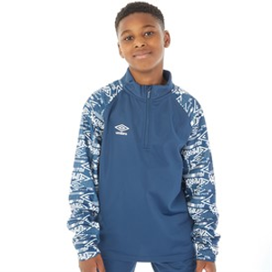 Umbro Junior Boys Alliance Graphic Training 1/4 Zip Top Poseidon/Brilliant White