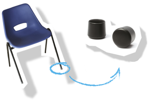 School Chair Feet External 19.00mm Diameter 30.25mm Length Black