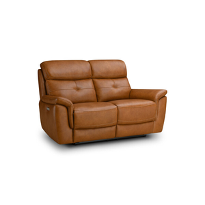 Iver 2 Seater Electric Recliner Sofa with Power Headrest in Virgo Cognac Leather