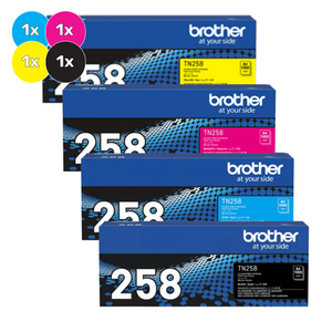 Brother TN-258 Toner Cartridge Bundle Pack - Includes [1x Black, Cyan, Magenta, Yellow]
