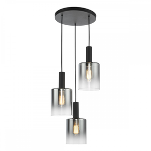 SAV8822 Savannah 3 Light Cluster Pendant Matt Black and Smoked Glass