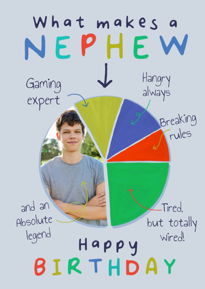 What Makes A Nephew Pie Chart Photo Upload Birthday Card