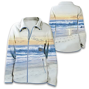 Footprints In The Sand Women's Jacket Size Large (14-16)