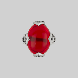VEIN. Vampesque Gothic Red Glass Ring - Silver - Silver / Medium