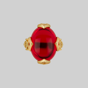 VEIN. Vampesque Gothic Red Glass Ring - Gold - Gold / Small