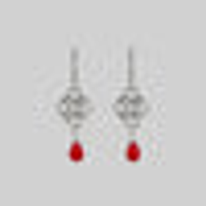 RUBIOUS. Chainmail & Red Glass Hoop Earrings - Silver - Silver
