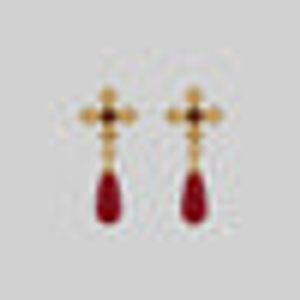 CRIMSON. Medieval Garnet Stud Earrings - Gold - Gold