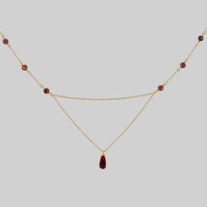 RELISH. Medieval Red Glass Droplet Necklace - Gold - Gold