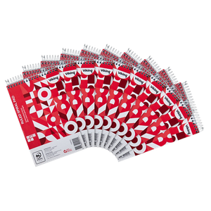 Viking Notepad 125 x 200 mm Ruled Spiral Top Bound Paper Soft Cover Red Perforated 300 Pages Pack of 10