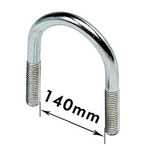 U - Bolts 5" Nominal Bore, 140mm Width Between Legs, Mild Steel Bright Zinc Plated (M12) Bolt only