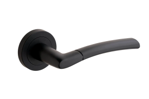 Augusta Curved Lever On Rose Door Handle - Matte Black - Pair - Designer Levers