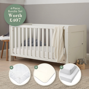 Essentials Alba Cot Bed, Mattress & Bedding Bundle