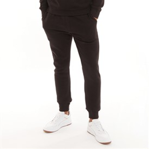 Kangaroo Poo Mens Regular Fit Cuffed Fleece Joggers Black