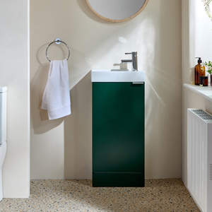 Milano Lurus - Dark Green 400mm Modern Cloakroom Vanity Unit with Basin and Chrome Finger Pull Handle