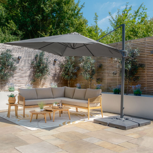 Maze - Helios 3m x 3m Square Rotating Cantilever Parasol with Base - Charcoal Grey