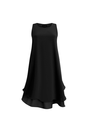 Sleeveless Wave Hem Dress Black (XXL)