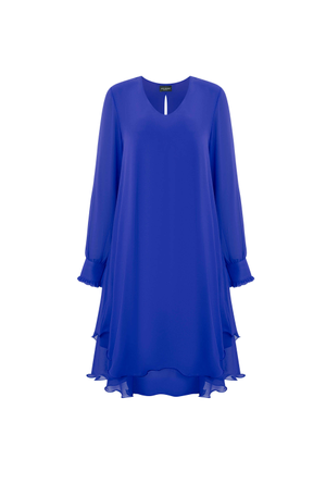 Long Sleeve Royal Wave Hem Dress (XS)