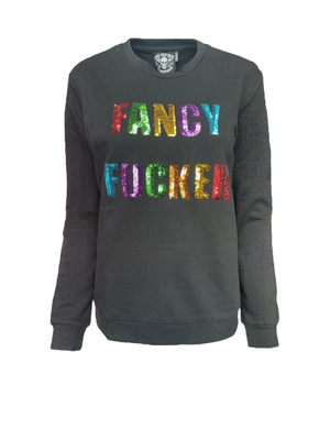 Rainbow Fancy Fucker Sequin Sweatshirt (XL)