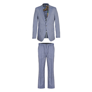 Hugo Linen Single Breasted Suit - Light Blue (XL)