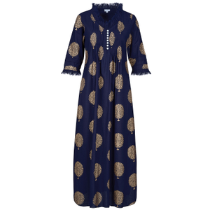 Cotton Annabel Maxi Dress In French Navy (XL)