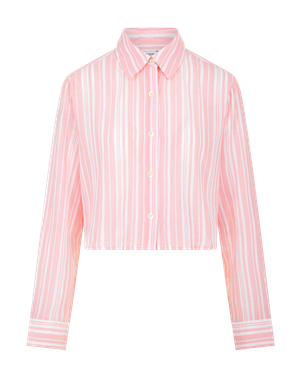 The Cropped Shirt - Fondant Pink Stripe (XL)