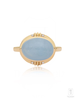 Aqua Innes Cabochon Ring (P 1/2 (UK))