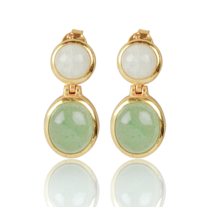 Green Aventurine & Moonstone Earrings. (one size)