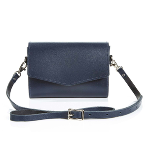 Handmade Leather Clutch Bag - Navy Blue (one size)