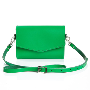 Handmade Leather Micro Clutch Bag - Green (one size)