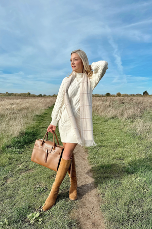 Woodstock Cable Knit Jumper Dress - Cream (M/L)