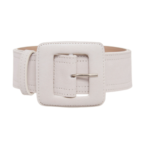 Suede Square Buckle Belt - Off White (M)