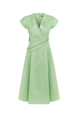 Stone Embroidered Dress-Blue Green (M)