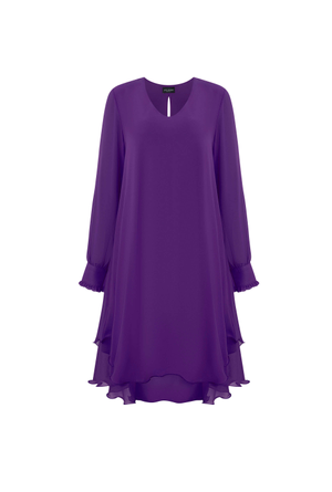 Long Sleeve Purple Wave Hem Dress (M)
