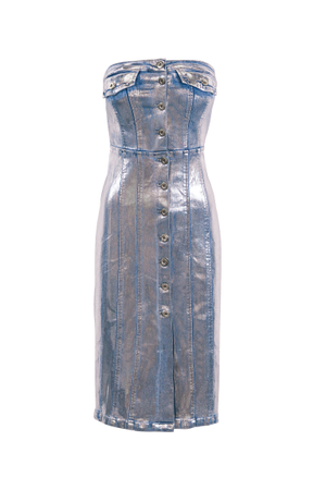 Sadie Metallic Denim Midi Dress (M)