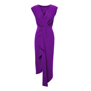 Bright Purple Midi Dress With Draping And Pleats (L)