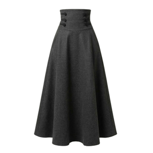 Ultra High Waist Wool Maxi Skirt With Pockets In Dark Gray Colour (L)
