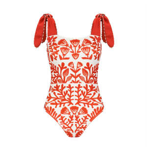 Red Coral Reversible One-Piece Swimsuit (L)