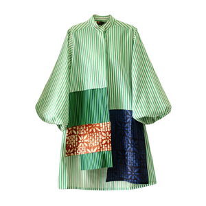Shero Tunic - Green And White Stripes (L)