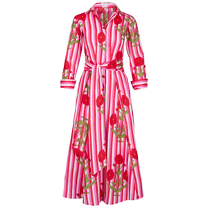 Cotton Marigold Dress In Pink & Red (L)