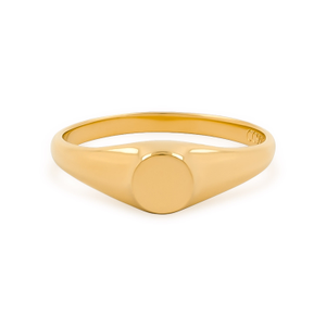 Petite Round Gold Pinky Signet Ring (J (UK))