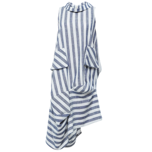 Asymmetrical Striped Dress With Side Pockets (3XL)
