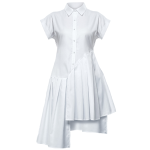 Pleated Long Tunic Shirt In White (3XL)