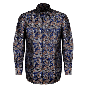 Kensington Paisley Jacquard Shirt - Brown (16")